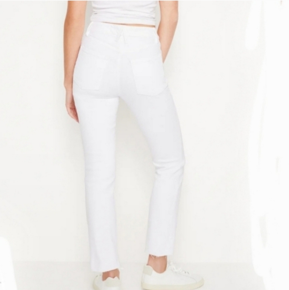 GOOD AMERICAN HIGH WAIST Ankle Cropped Frayed Hem Straight Leg Jeans Size 12/31 - Picture 2 of 14